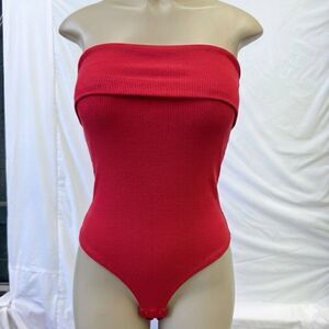 Live in the Moment Bodysuit Women's Sz medium Pink/orange Strapless Tube Pull On